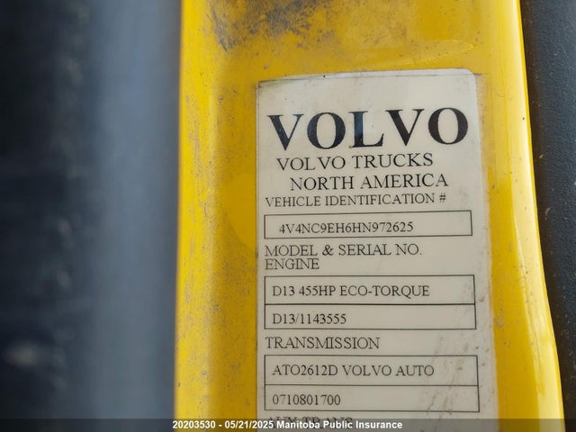 4V4NC9EH6HN972625 Volvo d13