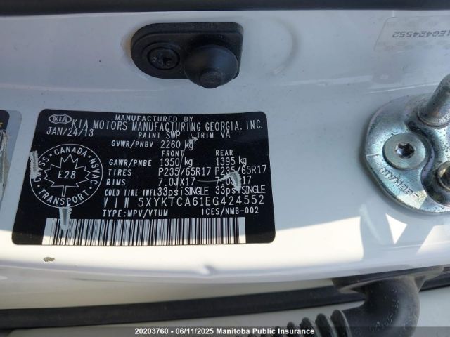 5XYKTCA61EG424552 KIA SORENTO EX