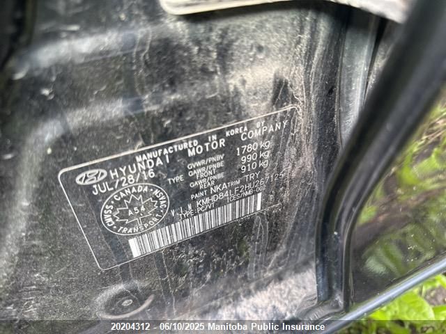 KMHD84LF2HU267125 Hyundai Elantra Gls