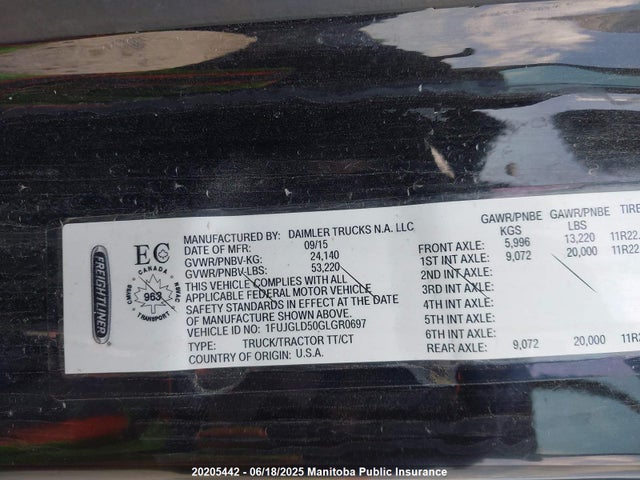 Freightliner detroit diesel dd15 ev 2016 1FUJGLD50GLGR0697 Image 8