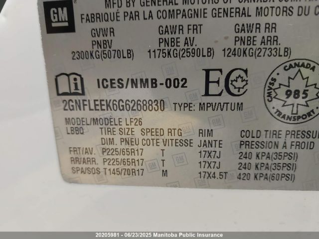 2GNFLEEK6G6268830 Chevrolet lea - e85 max, aluminum