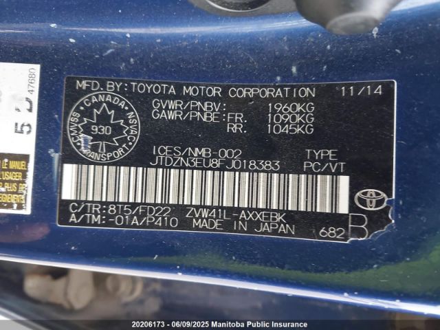 JTDZN3EU8FJ018383 Toyota PRIUS V