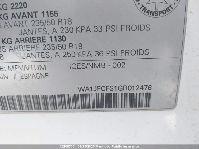 WA1JFCFS1GR012476 Audi Q3