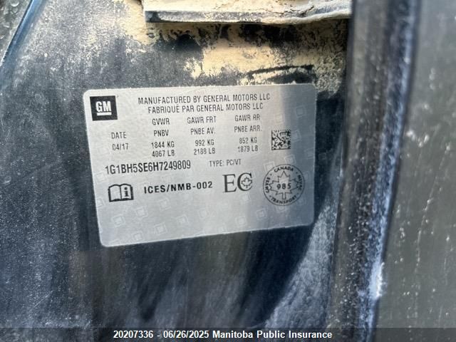 1G1BH5SE6H7249809 Chevrolet lh7 - urea, vgt, alum, cri