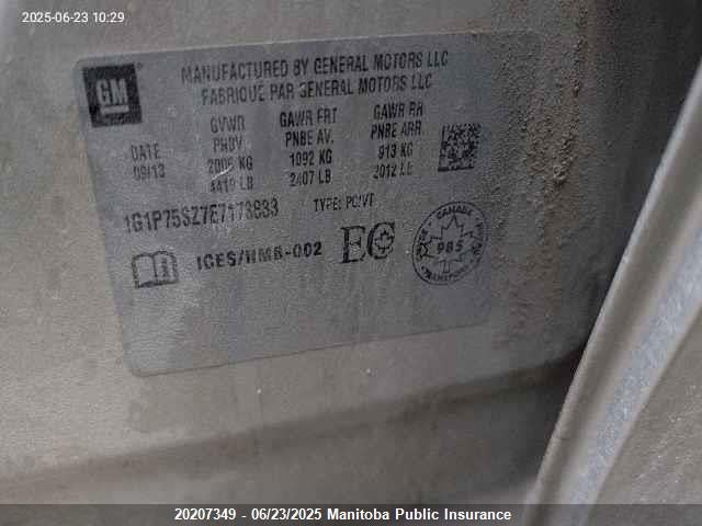 1G1P75SZ7E7173833 Chevrolet luz