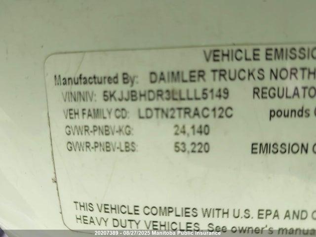 5KJJBHDR3LLLL5149 Western Star Diesel Dd15