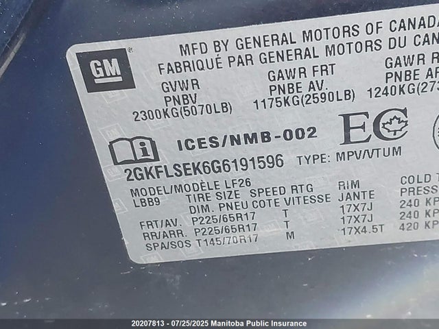 2GKFLSEK6G6191596 GMC lea - e85 max, aluminum