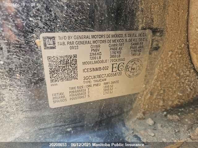 3GCUKREC7JG554720 Chevrolet Silverado 1500 Lt Crew Cab