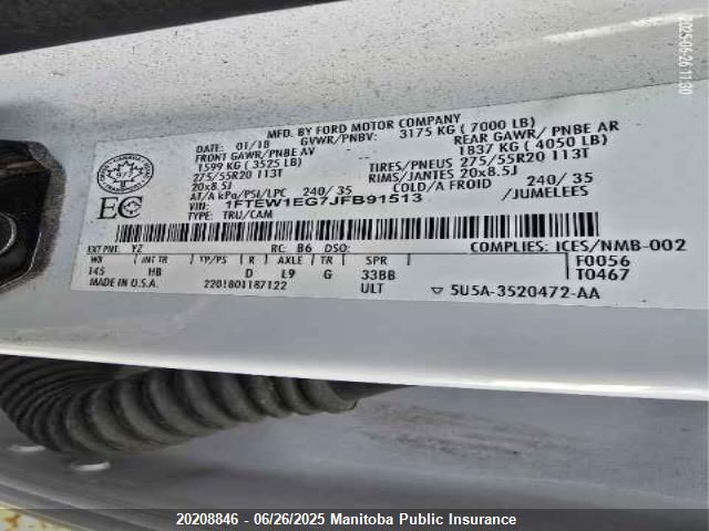 1FTEW1EG7JFB91513 Ford 3.5l gtdi