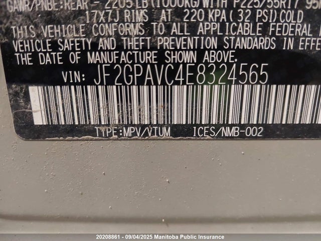 JF2GPAVC4E8324565 Subaru 2.0l na