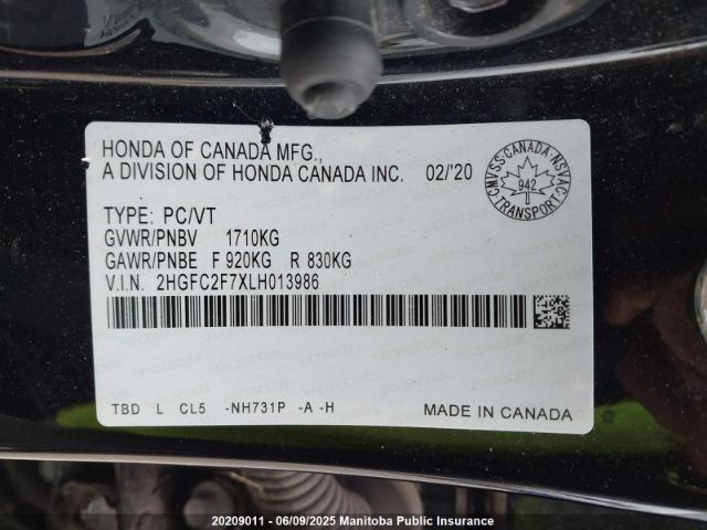 2HGFC2F7XLH013986 Honda CIVIC EX
