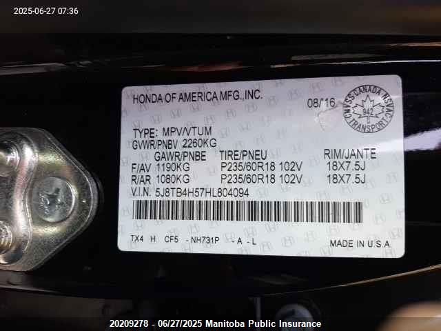 5J8TB4H57HL804094 Acura j35z2