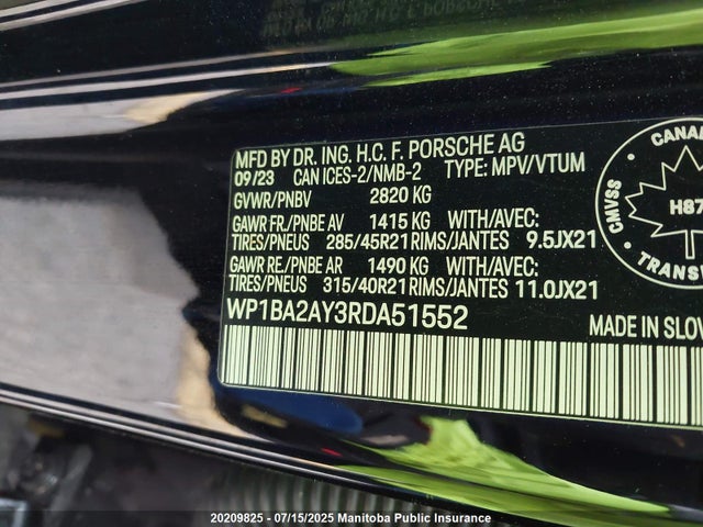 Porsche Cayenne 2024 WP1BA2AY3RDA51552 Image 9