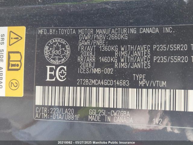 2T2BZMCA4GC014683 Lexus RX350