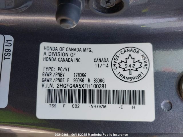 2HGFG4A5XFH100281 Honda Civic Si Si