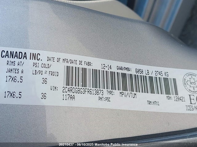 2C4RDGBG3FR613873 Dodge Grand Caravan Sxt