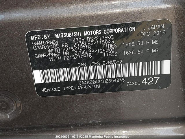 Mitsubishi 2.4 sohc mivec 2017 JA4AZ2A34HZ604845 Image 8