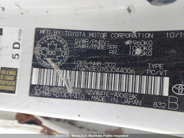 Toyota 2zr-fxe, 5jm 2016 JTDZN3EU7GJ044006 Image 9
