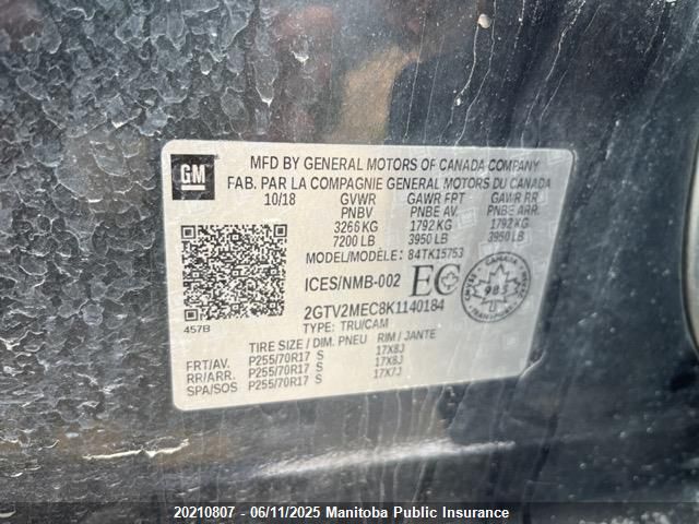 2GTV2MEC8K1140184 GMC Sierra 1500 Double Cab
