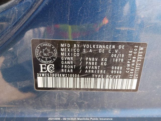 3VWE57BU6KM210504 Volkswagen 1.8 tsi