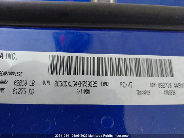 2C3CDXJG4KH730325 Dodge 2019