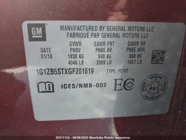 1G1ZB5STXGF201619 Chevrolet MALIBU LS