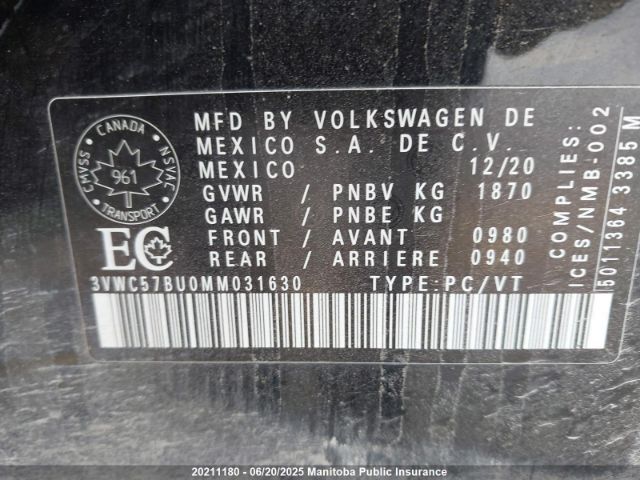 3VWC57BU0MM031630 Volkswagen tsi