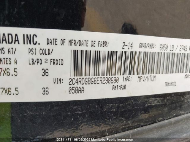2C4RDGBG6ER298680 Dodge Grand Caravan Sxt