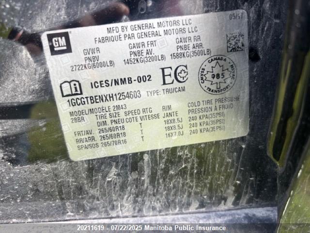 1GCGTBENXH1254603 Chevrolet lg2 - di: direct injection, vvt: variable valve timing, alum, var2, gen2