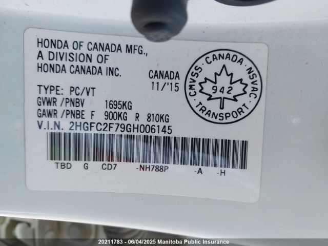 2HGFC2F79GH006145 Honda CIVIC EX