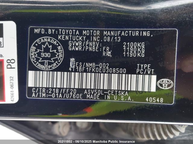 4T1BF1FK0EU308500 Toyota CAMRY SE