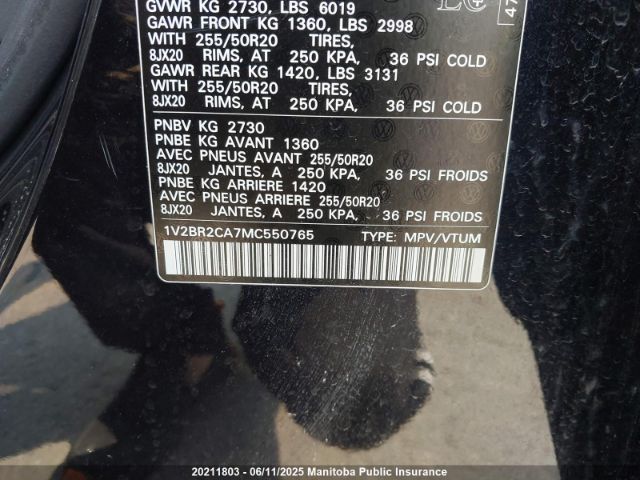 1V2BR2CA7MC550765 Volkswagen Atlas Highline