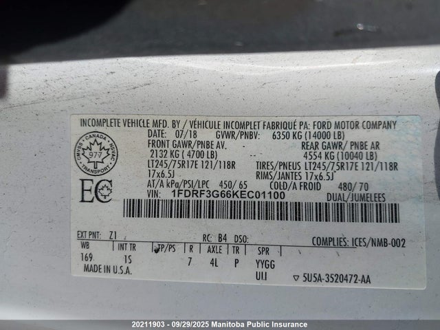 1FDRF3G66KEC01100 Ford F-350