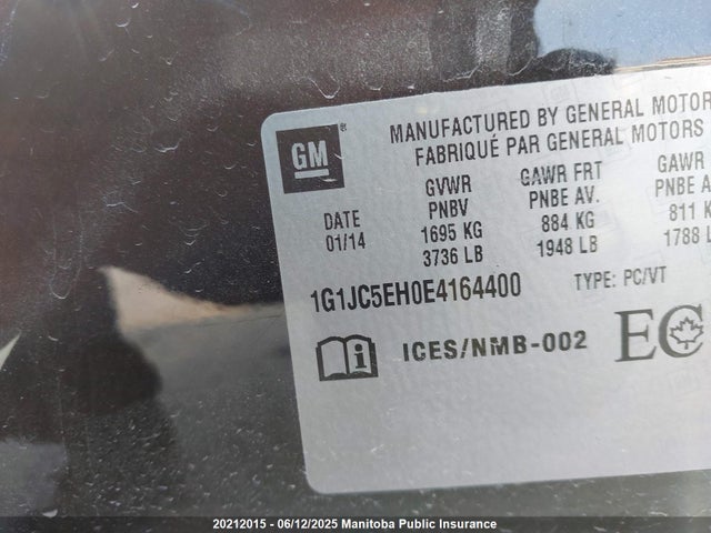 1G1JC5EH0E4164400 Chevrolet SONIC LT