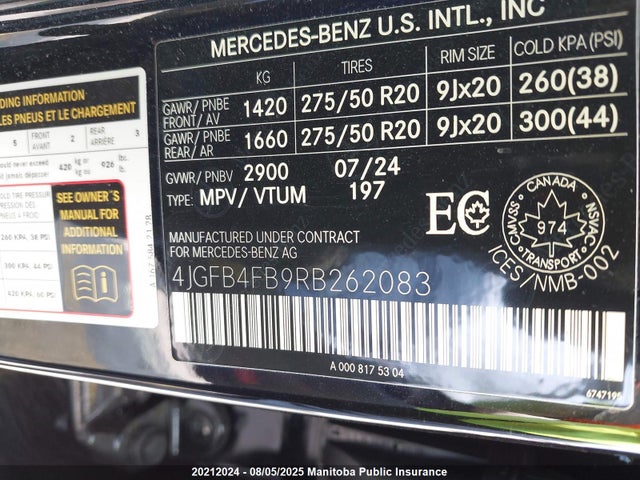 Mercedes Benz M264 2024 4JGFB4FB9RB262083 Image 9