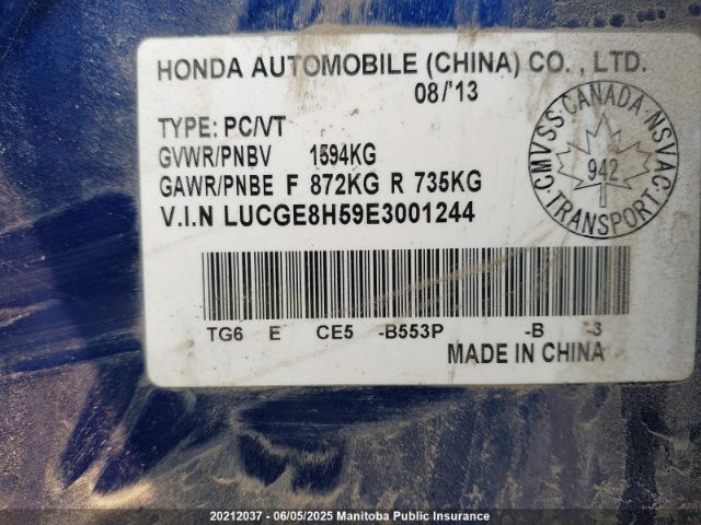 LUCGE8H59E3001244 Honda FIT LX