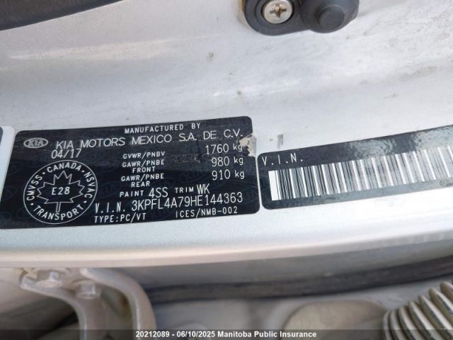3KPFL4A79HE144363 KIA FORTE LX