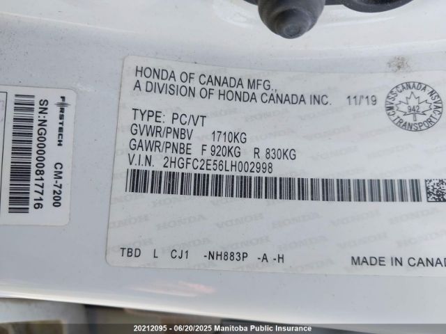 2HGFC2E56LH002998 Honda k20c2