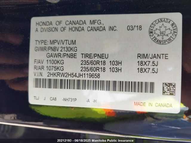 2HKRW2H54JH119658 Honda l15be