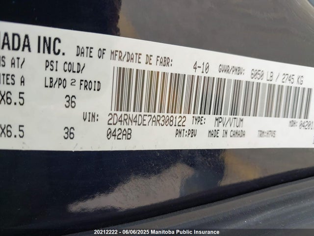 Aukcja sprzedaży 2010 Dodge Grand Caravan Se, vin: 2D4RN4DE7AR308122, numer aukcji: 20212222