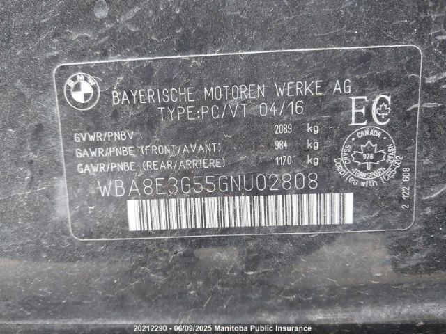 WBA8E3G55GNU02808 BMW 328i Xdrive