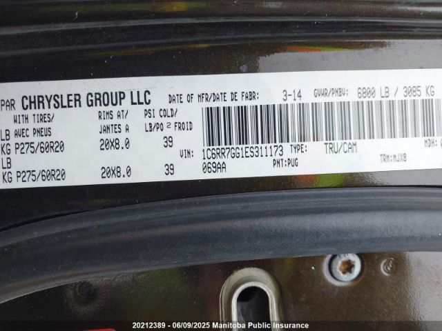 1C6RR7GG1ES311173 Dodge Ram 1500 Laramie Quad Cab