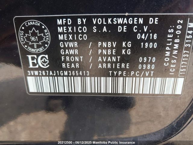 3VW267AJ1GM365413 Volkswagen Jetta 1.4 Tsi