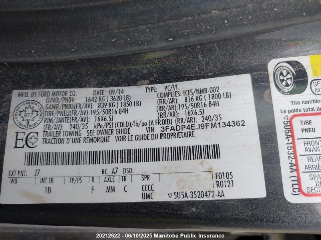 3FADP4EJ9FM134362 Ford FIESTA SE