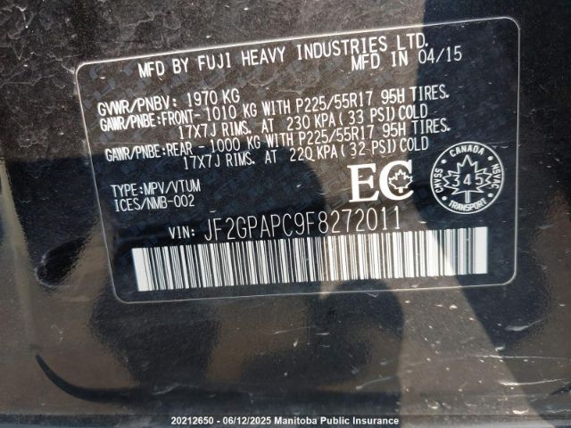 JF2GPAPC9F8272011 Subaru Crosstrek Xv  Limited