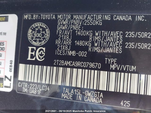 2T2BAMCA9RC079670 Lexus RX350