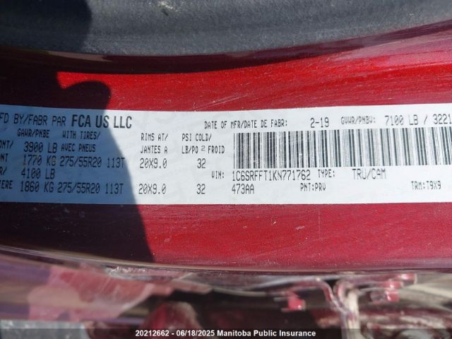 1C6SRFFT1KN771762 Dodge 1500