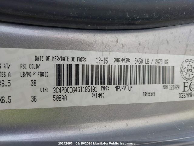 3C4PDCCG4GT185101 Dodge Journey Sxt