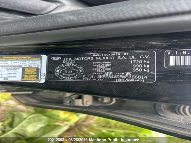 3KPF54AD5ME366814 KIA mpi nu