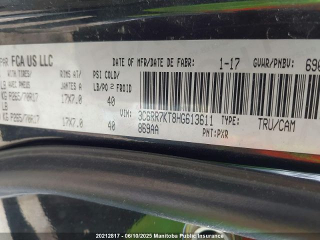 3C6RR7KT8HG613611 Dodge Ram 1500 Slt Crew Cab